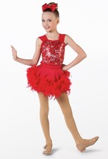 Dance Costume Small Child Red Weissman 13731 Ballet Sequin 2in1 Tap Jazz Acro