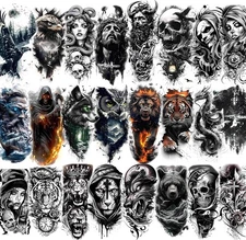 (Free Duty Tax) GLARYYEARS 24-Pack Half Sleeve Temporary Tattoos for Adults