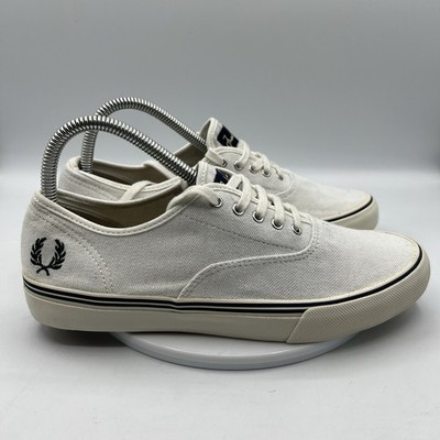 Fred Perry Byron Low Canvas Sneakers White Navy Men s Size 7 B4251/100C