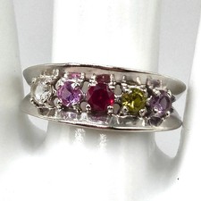 Tiara Solid 10K Gold Ring with Ruby, Sapphire, Peridot, and Amethyst – Size 8