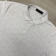 G/FORE Golf Polo Shirt Mens L White Dot Print Stretch Performance Athletic