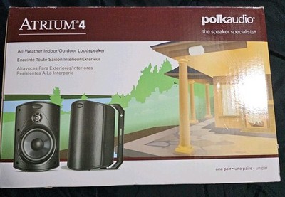 NEW -Polk Audio Atrium 4 All-Weather Outdoor Loudspeaker  Pair of 2 black SEALED