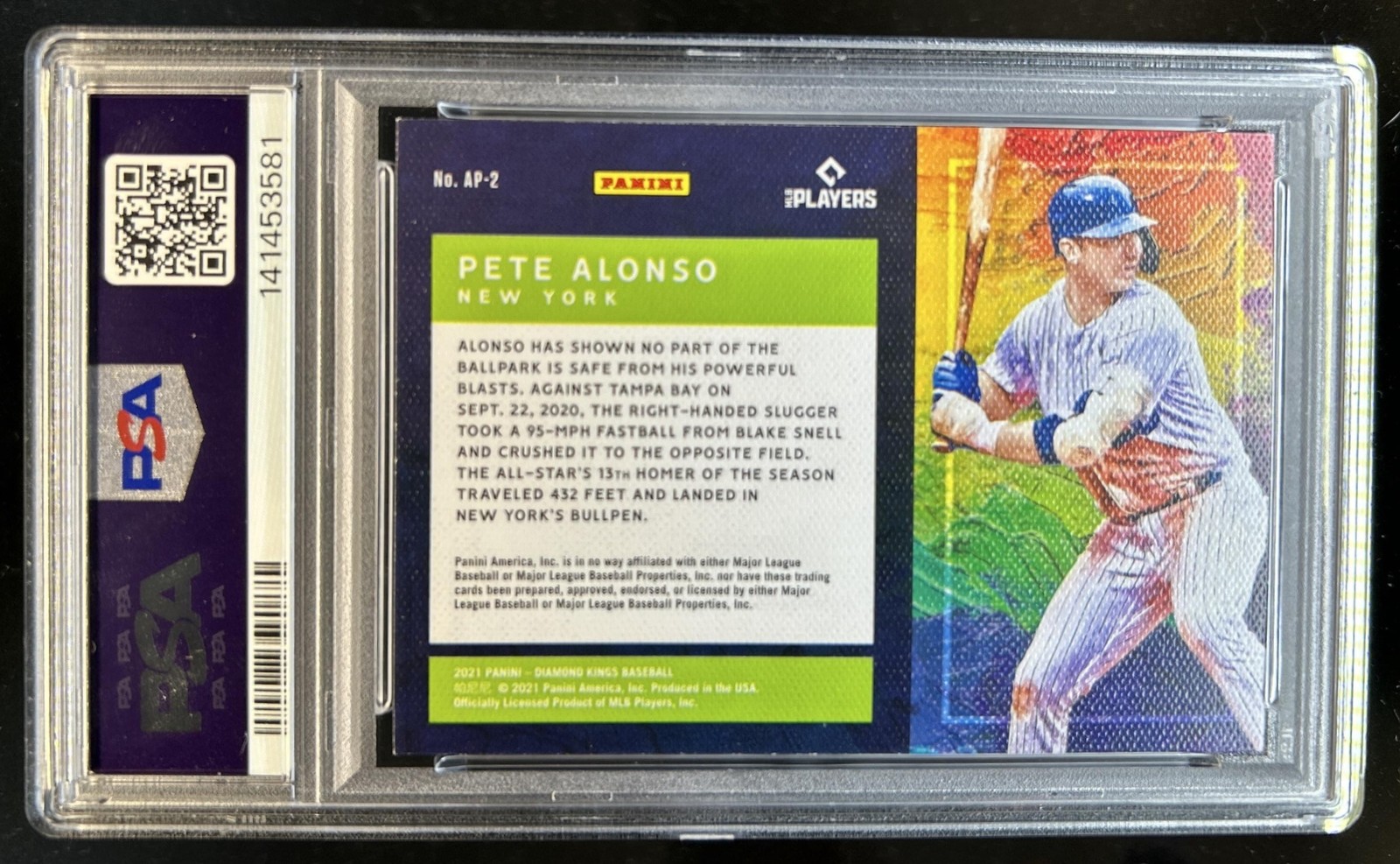 2021 Panini Diamond Kings Pete Alonso Artist's Palette #AP-2 Mets PSA 8 view 2