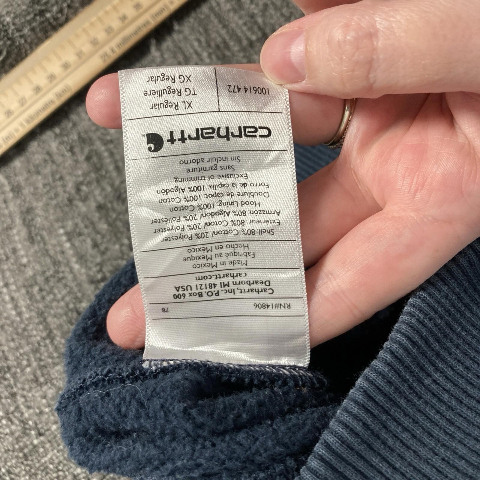 Carhartt Original Fit Zip Hoodie XL Navy Blue Made in Mexico Great Condition thumbnail 4