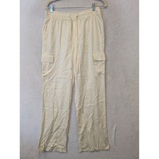 Sanctuary Women's Size M Cream Lyocell Cargo Pants Relaxed Drawstring Waist