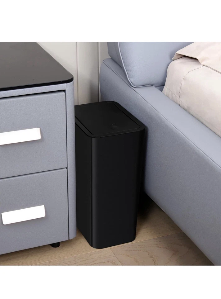 Bathroom Trash Can with Lid, 10 Liter/ 2.6 Gallon Slim Garbage Can, - Image 3 of 4