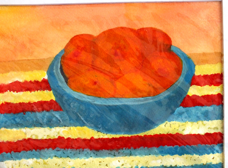 Original watercolor & gouache, "Eat a Peach" signed by artist, 11x14" Matted