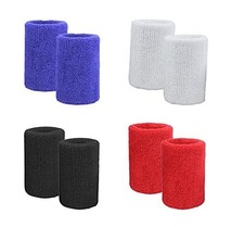 4 Pairs of Cotton Terry Cloth Wrist Sweatbands/Sports Basketball Wristband...