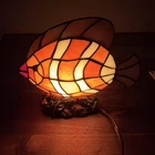 Vintage Tiffany-Style Stained Glass Clown Fish Lamp Night Light Working