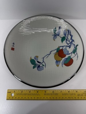 Beautiful Vintage The Orient Inc Japanese Fruit Decorative Shallow Bowl Signed