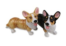 Blue Witch Handmade Cruet Set Welsh Corgi Cardigan Handmade Salt Pepper Shakers