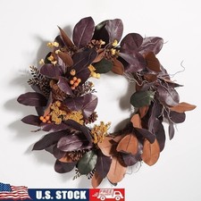 Artificial Magnolia Wreath Fall Decor Indoor Outdoor Seasonal Accent 30 Inch New
