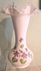 Vtg Fenton Silvercrest Violets in the Snow Vase 8" Hand Painted