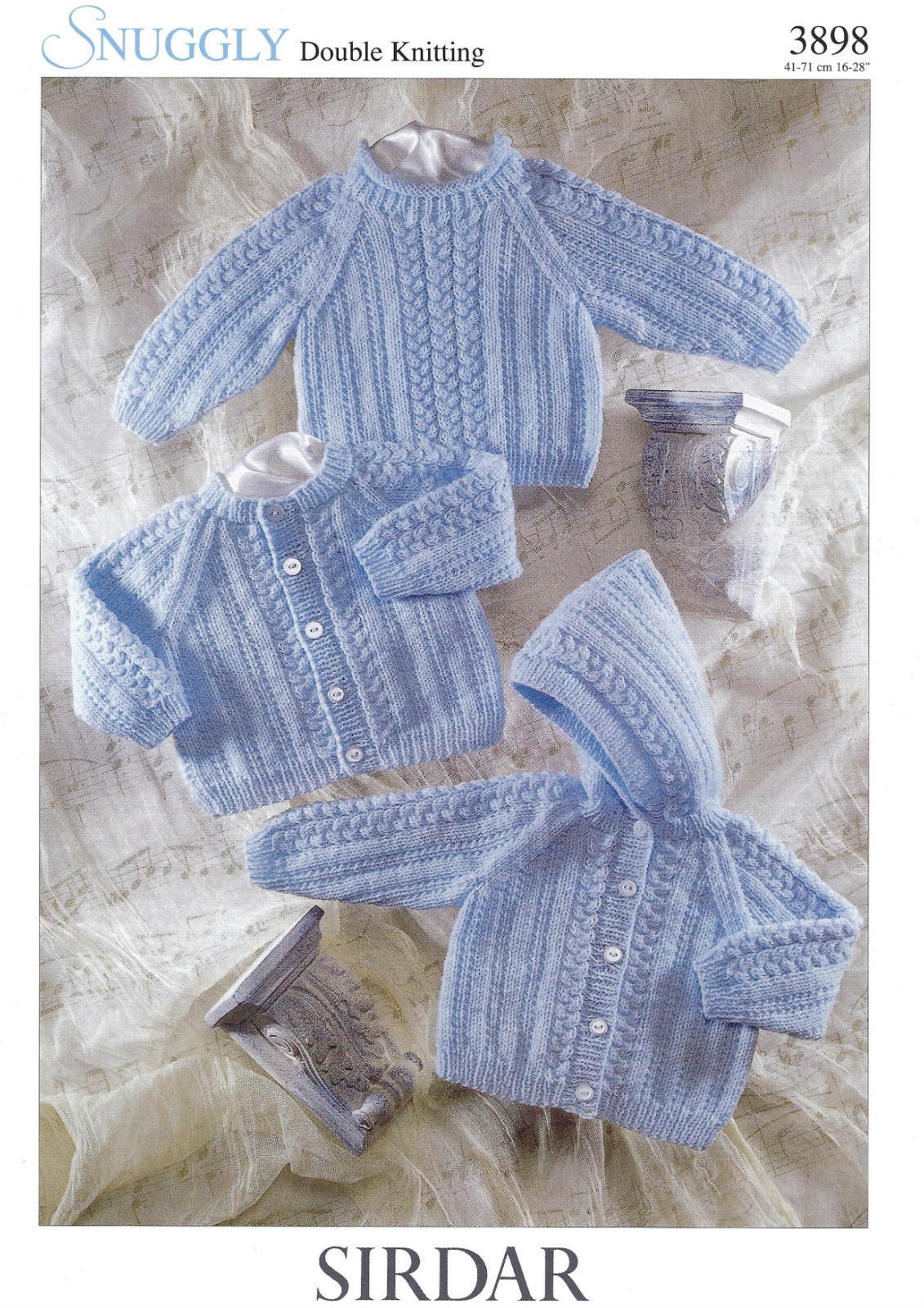 Sirdar Snuggly Baby DK Knitting Pattern - 3898 Sweater & Cardigans (3 Designs)