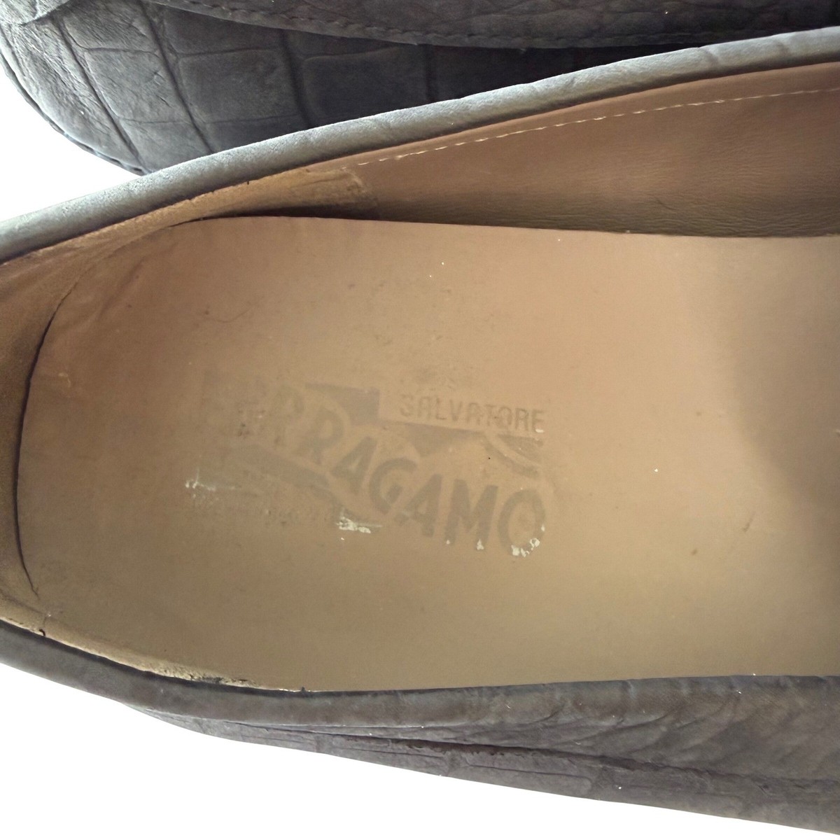 Salvatore Ferragamo Mens Gancini Croc Embossed Leather  display picture 1