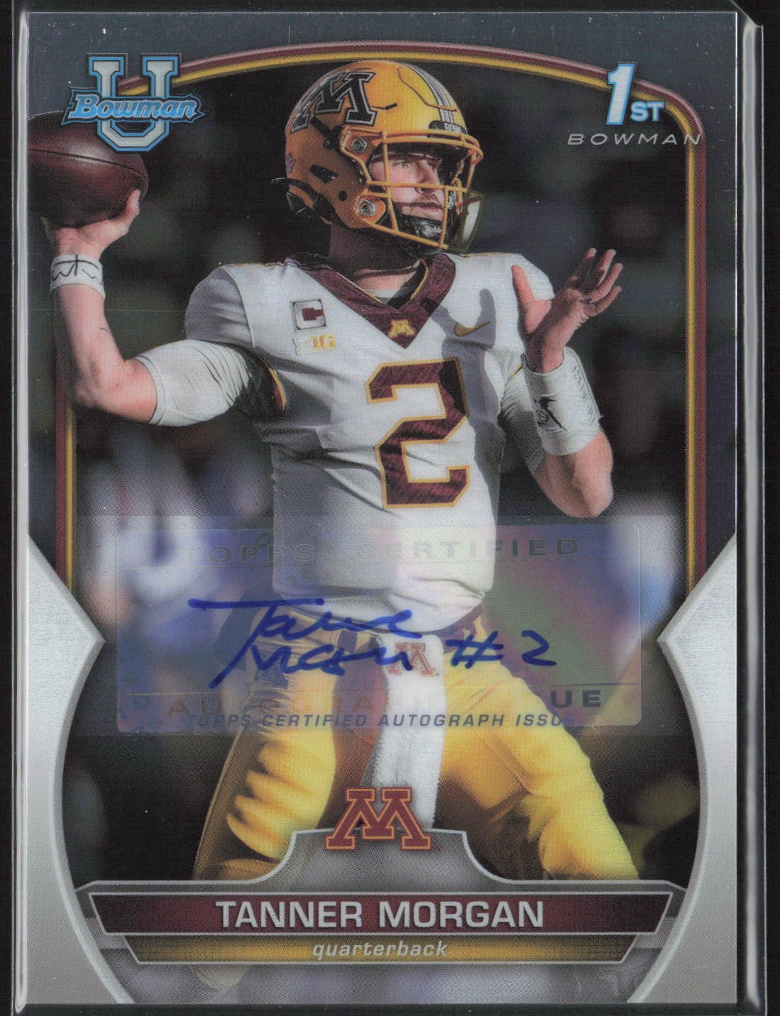 Tanner Morgan 2022 Bowman University Chrome #11 Base Auto