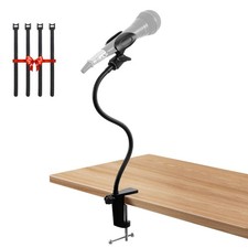 Podium Microphone Holder Mic -13.78" Flexible Clamp On Desk, Black