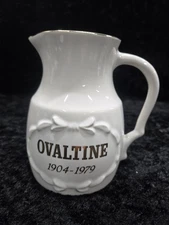 VTG Ovaltine 75th Anniversary Ceramic Pitcher Gold Trim 1904-79 EXCELLENT**72-17