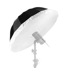 Parabolic Umbrella and Diffuser Photography Lighting, 65 Inch Black Silver Re...