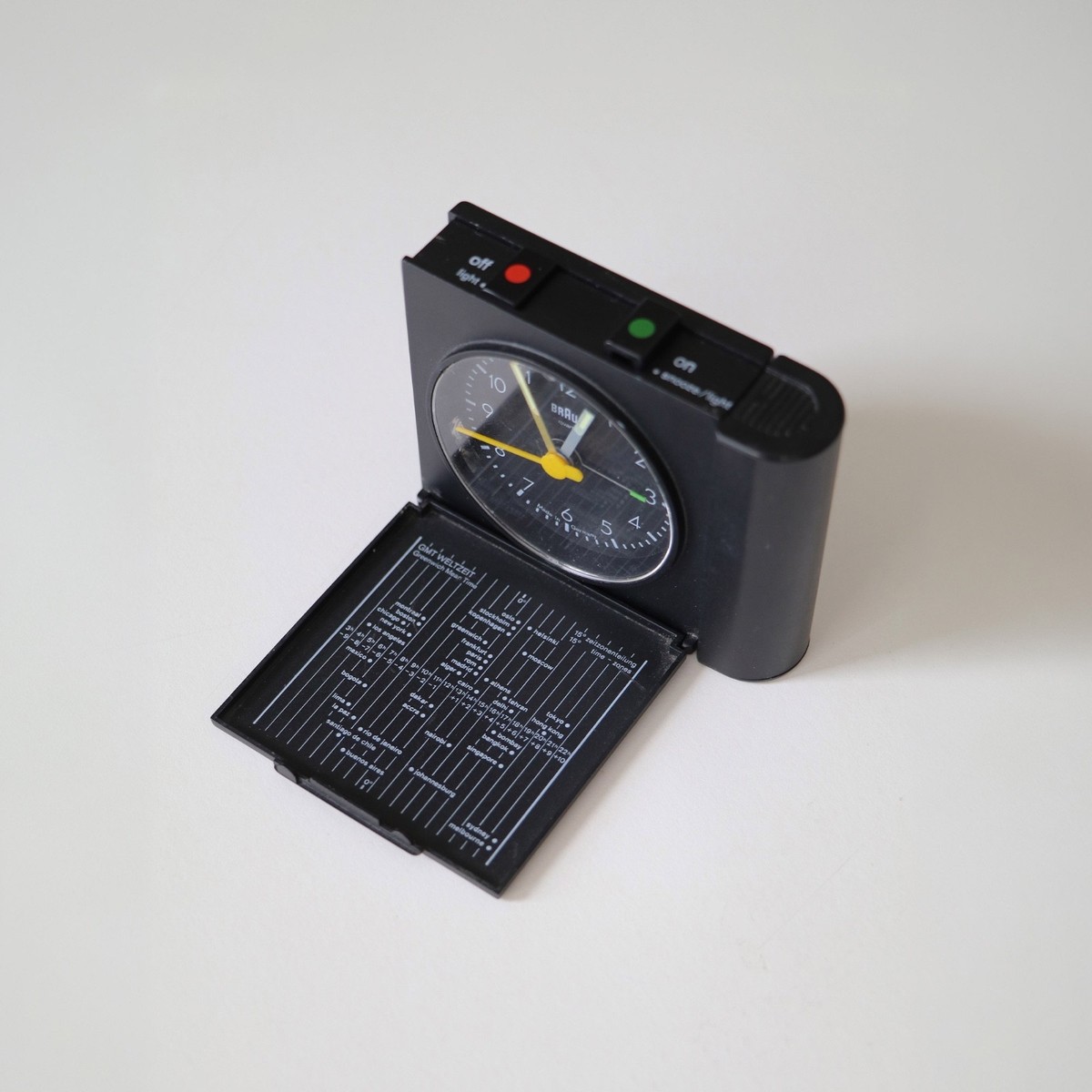 Braun AB 313 SL travel alarm clock by Dietrich Lubs & Dieter Rams
