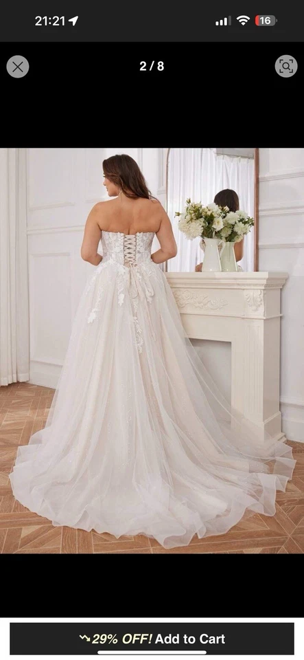Strapless Wedding Dress Size 20 X Wash&Dry Cleaned. Comes With Under Skirt🥰 - Image 2 of 4