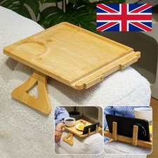 Bamboo Sofa Armrest Tray Wooden Round Clip Arm Table for Sofa Side Organizer