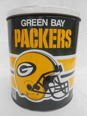 Vintage Green Bay Packers 1993 NFL Collectors Edition Tin Metal Trash Can w/Lid