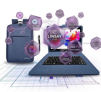 2026 LINSAY Tablet OCTA-CORE 256GB Internal Memory MEGA-BUNDLE w/Key Blue & Bag