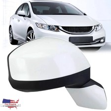 White Passenger Right Side Mirror For Honda Civic 2012-2014 2015 Manual Folding