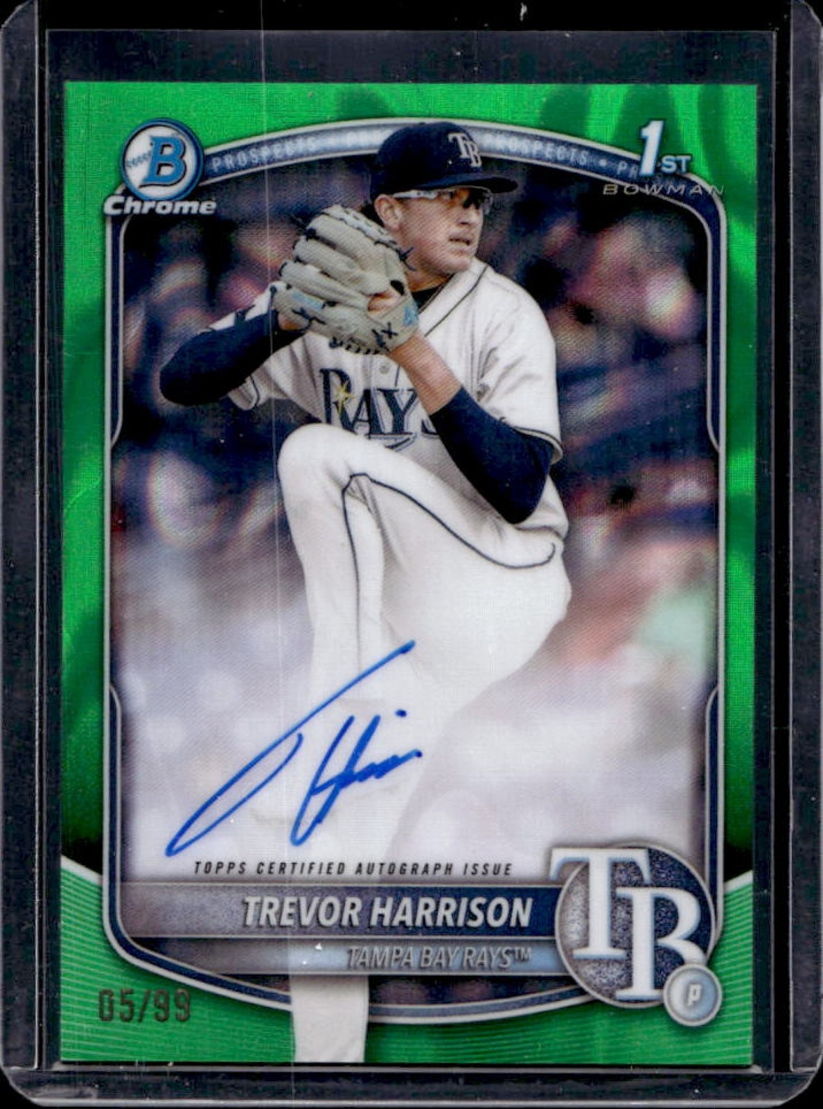 2025 Bowman Chrome Trevor Harrison Auto Green Lava Refractor 1st Prospect #5/99