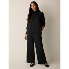 Eileen Fisher Women's Garment-Dyed Organic Cotton Terry Wide-Leg, Washed Black