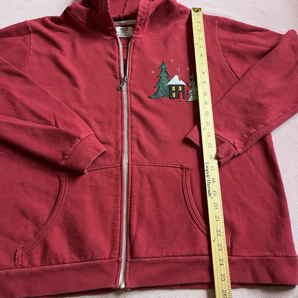 Sudadera con capucha y cremallera temática Navidad/Invierno de colección Anvil para mujer talla XL Foto 3 de 4