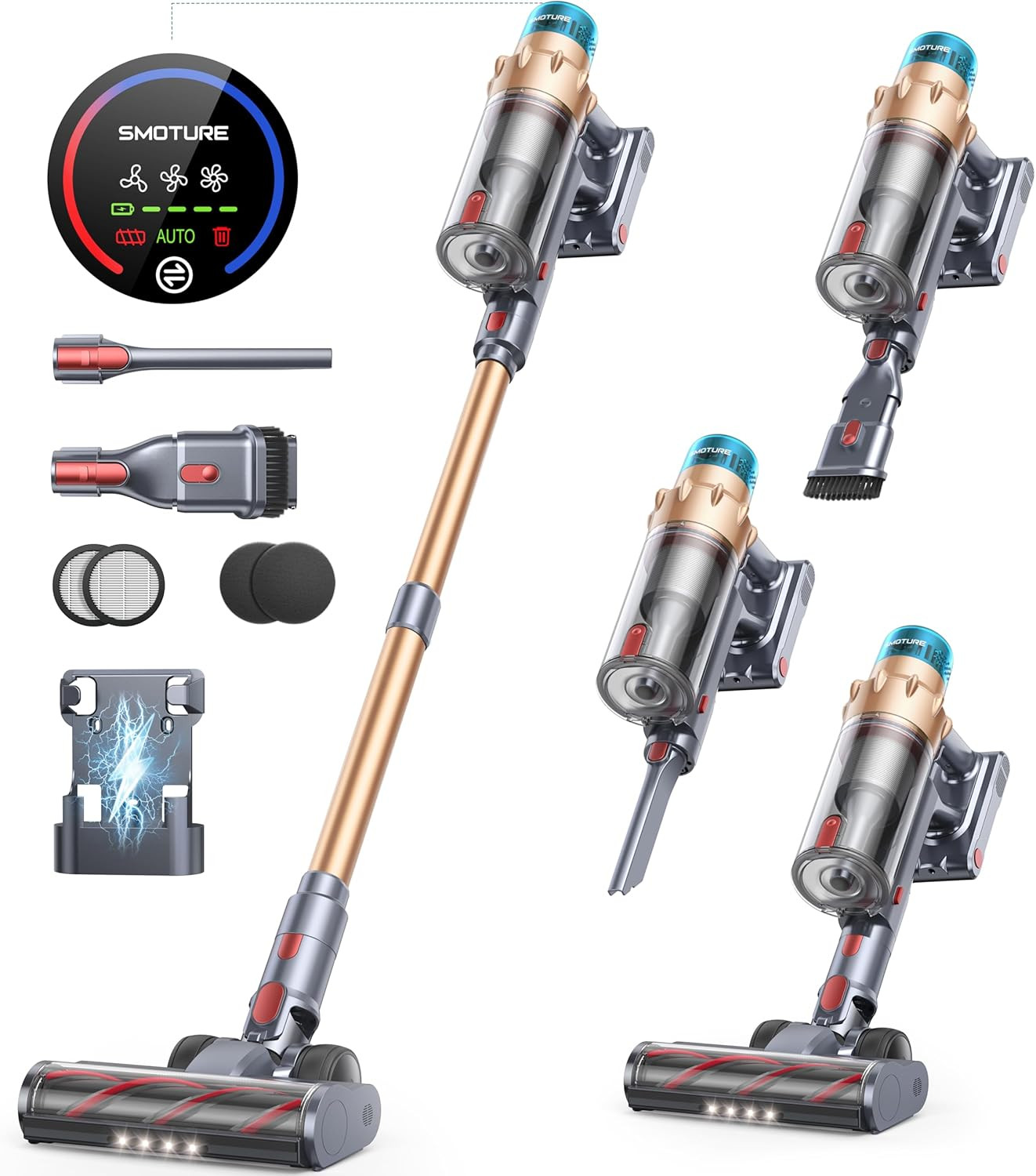 Cordless Vacuum Cleaner 50KPa 600W 65 Min Stick 3-in-1 Lightweight Pet Hair