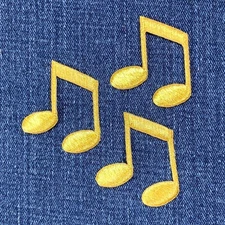 3-Pack Music Note Applique - Gold Embroidered Double Note Badge 1.5" (Iron On)