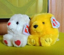 TWO Vintage Puffkins PAIR 90's White "Hugs"  Yellow "Buttercup" bears w/tags