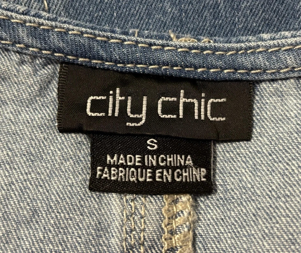 City Chic плюс размер S 16 джинсовой ткани платье мини Flare Babydoll оборки вечеринки повседневный - Изображение 4 из 4