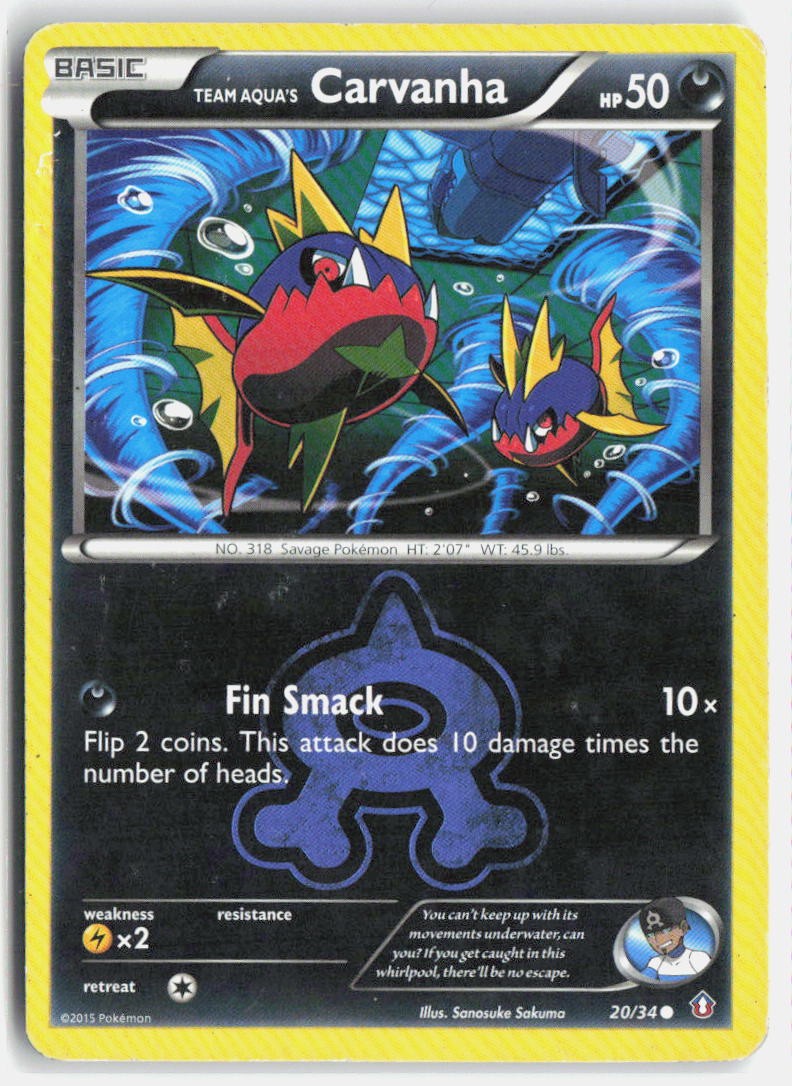 Pokemon tcg Double Crisis Team Aqua's Carvanha Heavily played
