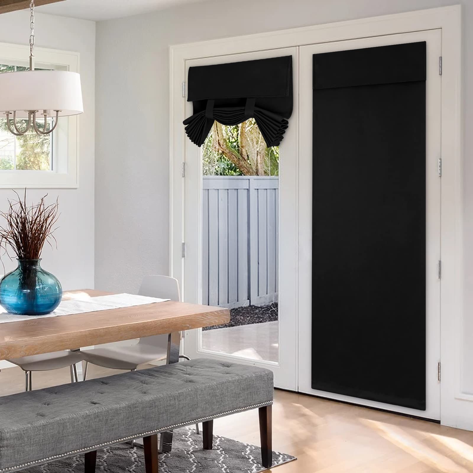 HOMEIDEAS Blackout French Door Curtains for Door Window, Privacy Curtains Set...