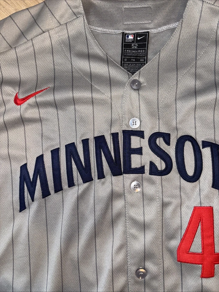 Nike USA Made Minnesota Twins Pinstripe Gray Jersey Size 52 #4 Correa - Image 3 of 4