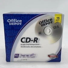 CD-R 15 Pack 52x 700mb 80min Recordable Compact Disc Office Depot