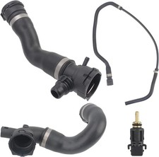 Kit of 4pcs Low Upper Radiator Coolant Hose Vent Line Hose Sensor Fits for BMW