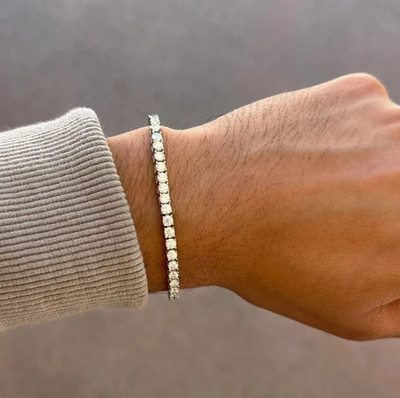 5Ct Round Cut Certified Lab Grown Diamond Women's Tennis Bracelet 14k White Gold