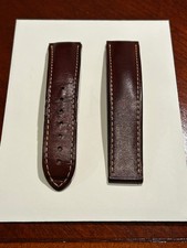Omega 21mm Brown/White Stitching Leather 2 Piece Deployant Watch Strap CUZ003765