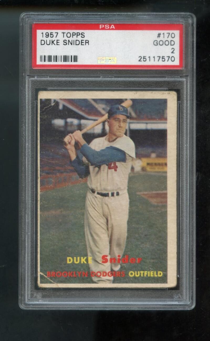 1957 Topps #170 Duke Snider PSA 2 Graded Baseball Card MLB Brooklyn Dodgers