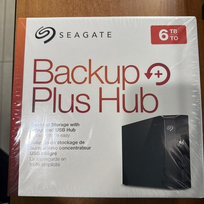 SEAGATE 6TB Backup Plus Hub STEL6000100 External Hard Drive w/ USB - NEW SEALED