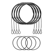 4 Set Double Loop Security Cable Lock 6.56 ft X0.08''  Keychain Cable, Black
