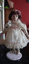 Porcelain Doll Leonardo Collection Vintage 17in VGC With Stand