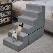 Dog Steps for High Beds 30-32" H, 6-Step Dog Stairs for Small Dogs, 33D Foam ...