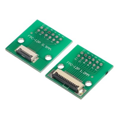 FPC FFC PCB Platine 12P 0.5mm am Sockel Seite Rückseite 1.0mm bis DIP 2.54mm 2st