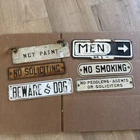 Lot of 6 Vintage Painted Metal Signs Non-Porcelain 1940s-1960s Gas Oil Garage